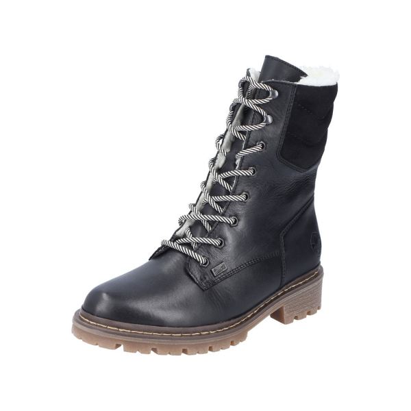 Rieker Leather Women's mid height boots | Y9232 Mid-height BootsFiber Grip - Black | Free Delivery