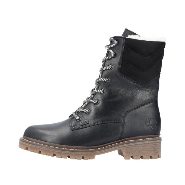 Rieker Leather Women's mid height boots | Y9232 Mid-height BootsFiber Grip - Black | Free Delivery