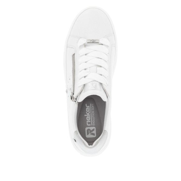 Rieker EVOLUTION Women's shoes | Style W0505 Athletic Lace-up with zip - White | Free Delivery
