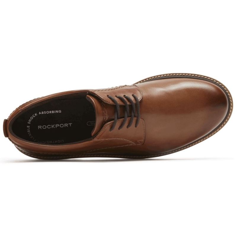 ROCKPORT - MEN'S MARSHALL PLAIN TOE OXFORD-COGNAC LEATHER