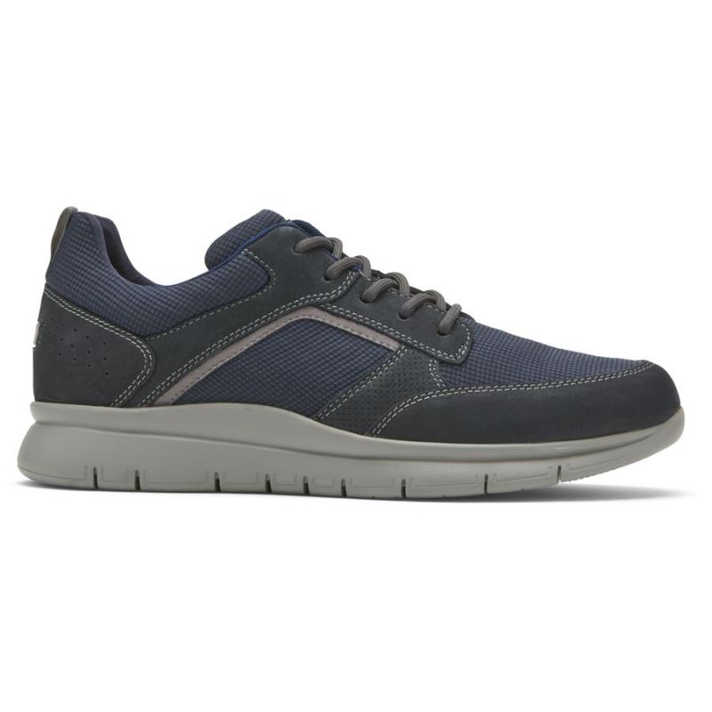 ROCKPORT - MEN'S PRIMETIME CASUAL MUDGUARD SNEAKER-NAVY MESH LEATHER