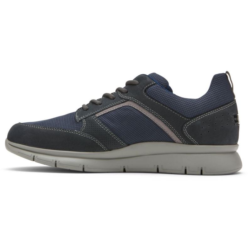 ROCKPORT - MEN'S PRIMETIME CASUAL MUDGUARD SNEAKER-NAVY MESH LEATHER