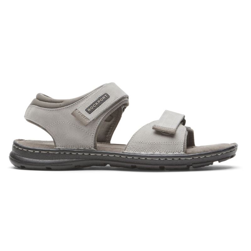 ROCKPORT - MEN'S DARWYN QUARTER-STRAP SANDAL-STONE NUBUCK