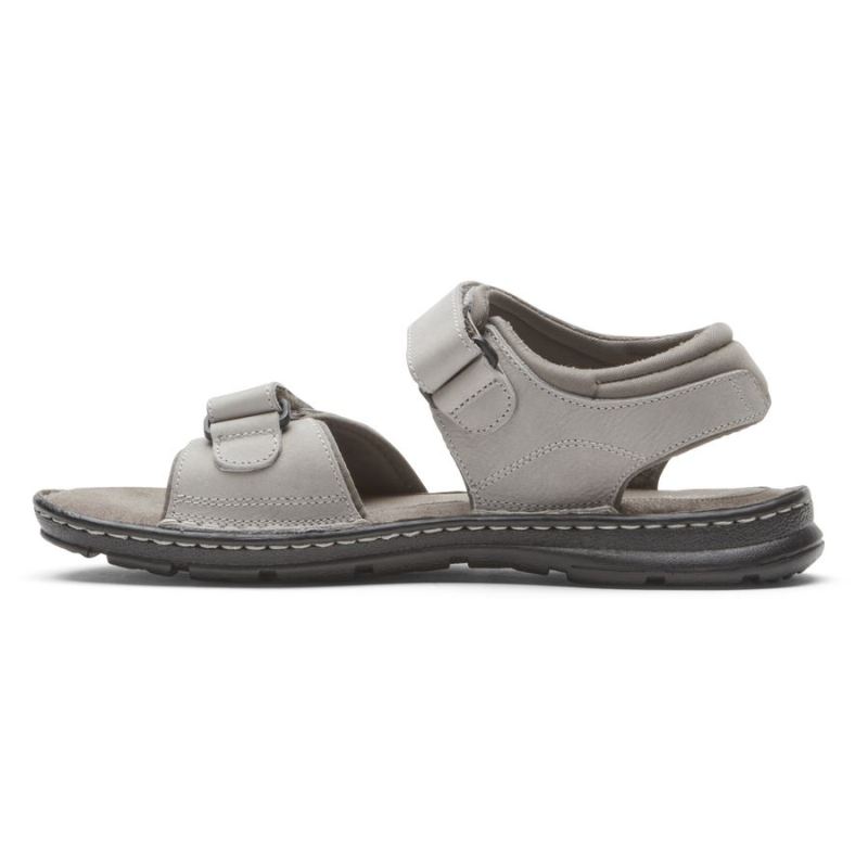 ROCKPORT - MEN'S DARWYN QUARTER-STRAP SANDAL-STONE NUBUCK