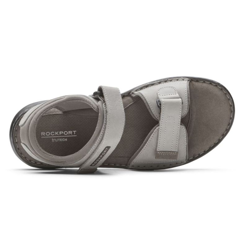 ROCKPORT - MEN'S DARWYN QUARTER-STRAP SANDAL-STONE NUBUCK