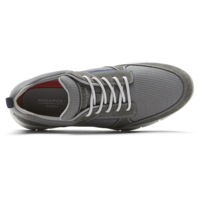 ROCKPORT - MEN'S PRIMETIME CASUAL MUDGUARD SNEAKER-GREY MESH/LEA