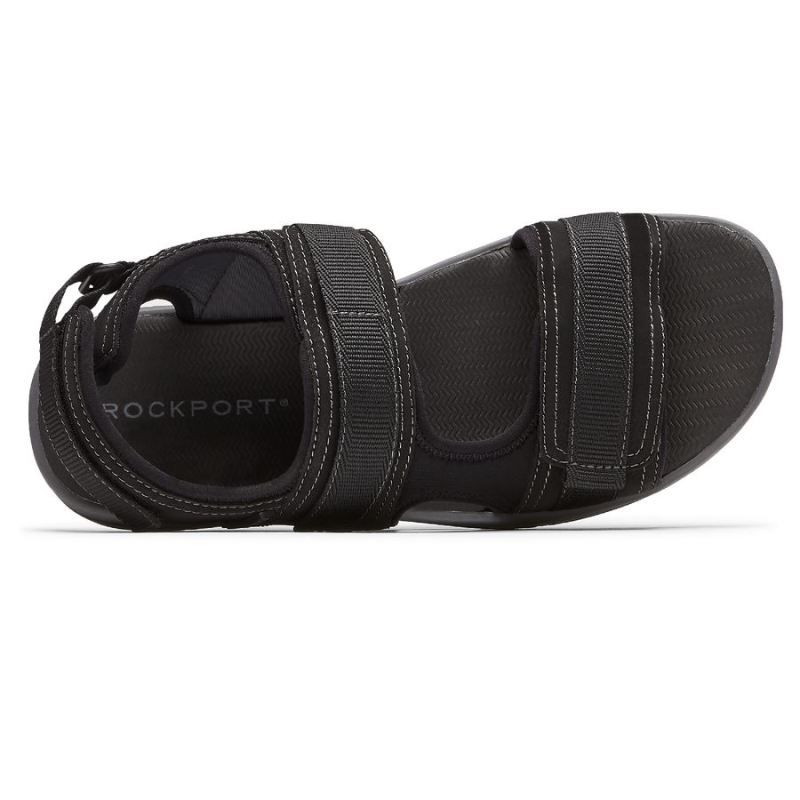 ROCKPORT - MEN'S LUCKY BAY SPORT 3 STRAP SANDAL-BLACK