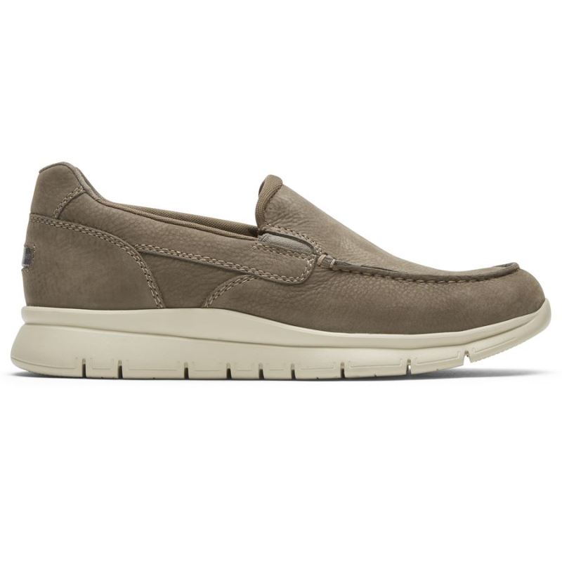 ROCKPORT - MEN'S PRIMETIME MOC SLIP-ON-BREEN NUBUCK