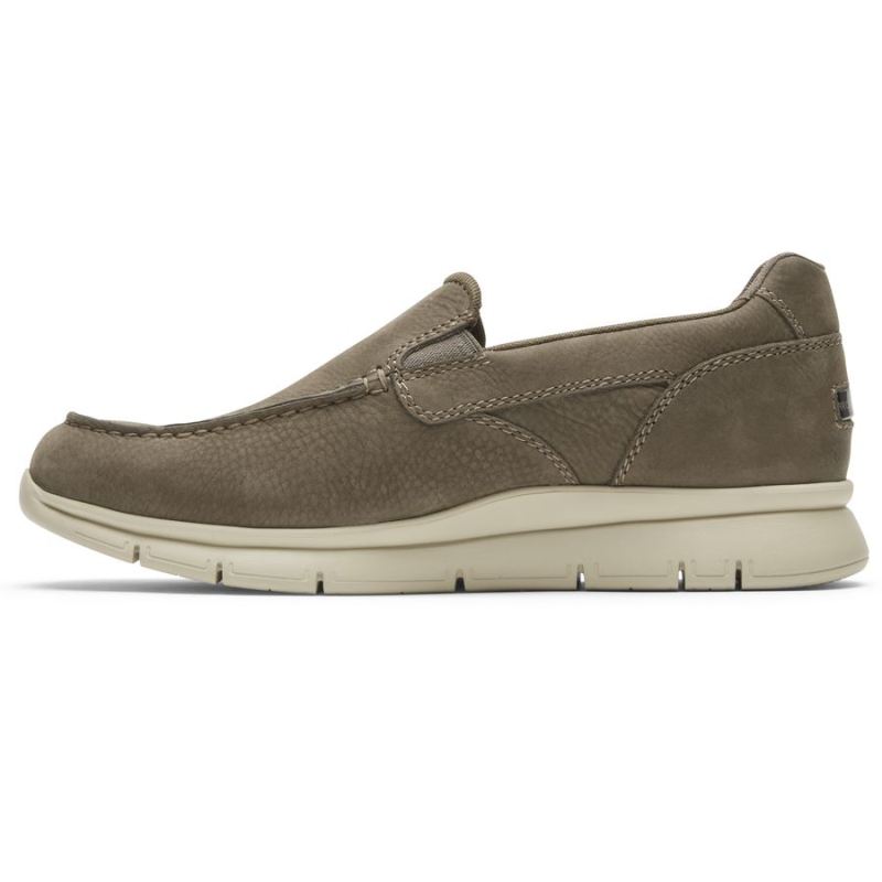 ROCKPORT - MEN'S PRIMETIME MOC SLIP-ON-BREEN NUBUCK