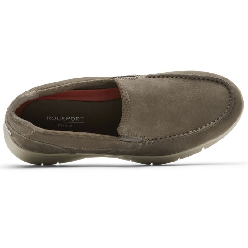 ROCKPORT - MEN'S PRIMETIME MOC SLIP-ON-BREEN NUBUCK