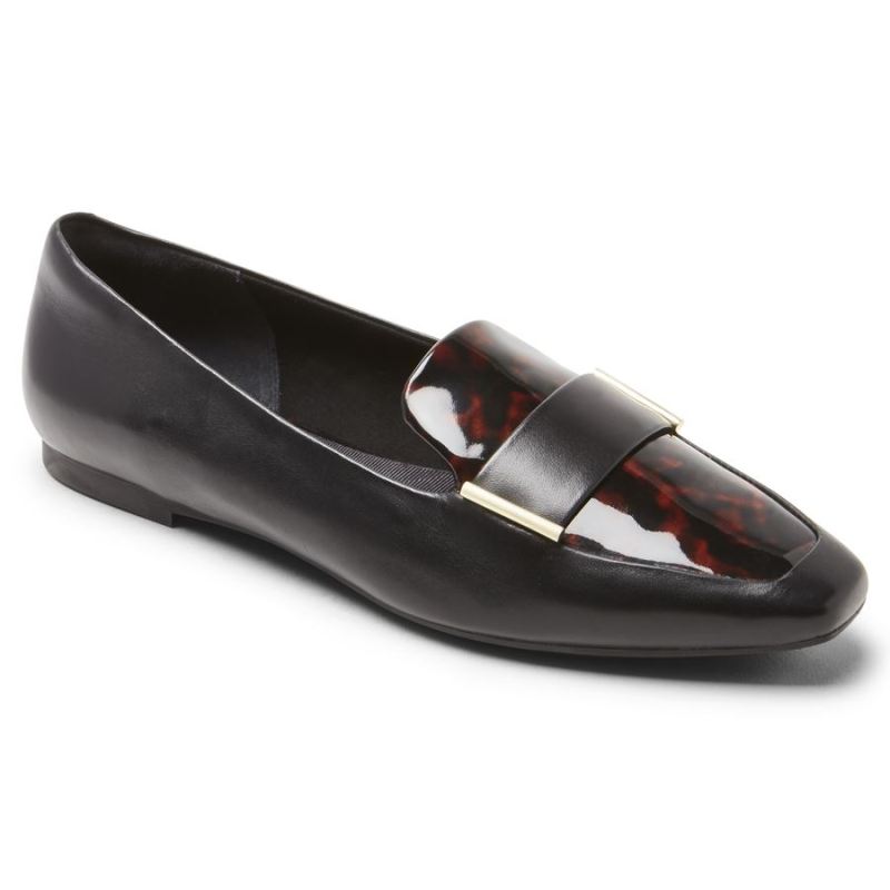 ROCKPORT - WOMEN'S TOTAL MOTION LAYLANI METAL ACCENT LOAFER-BLACK/TORTOISESHELL