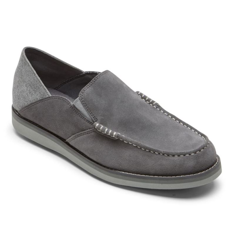 ROCKPORT - MEN'S TUCKER VENETIAN CRUSH BACK LOAFER-STEEL GREY