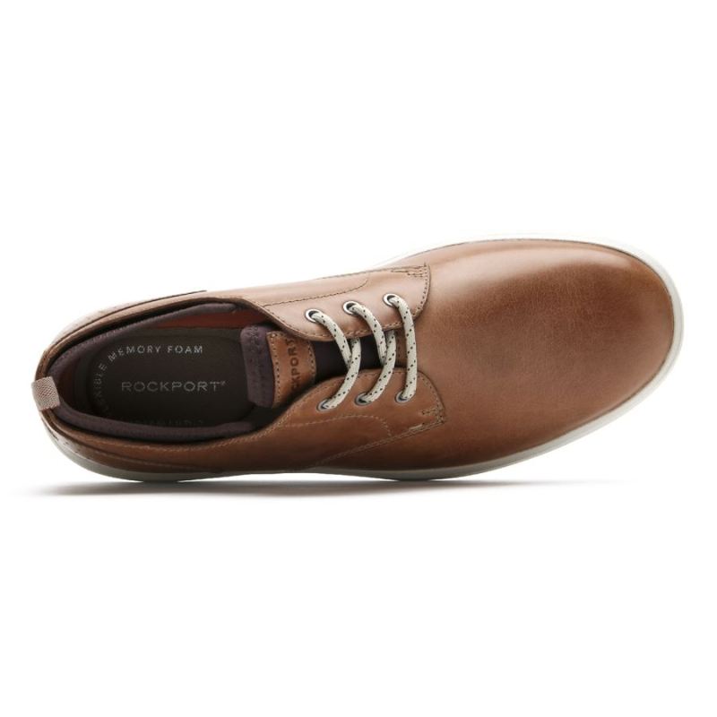 ROCKPORT - MEN'S ZADEN PLAIN TOE OXFORD-BOSTON TAN LEATHER