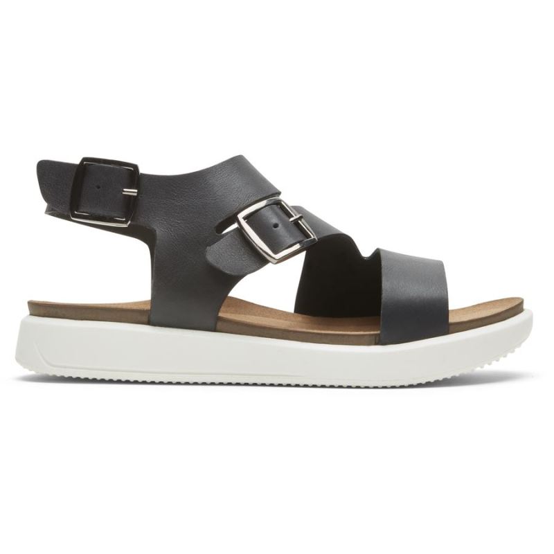 ROCKPORT - WOMEN'S KELLS BAY ASYMMETRICAL SANDAL-BLACK