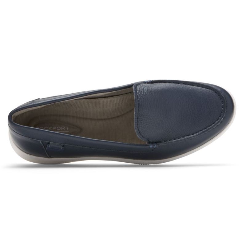 ROCKPORT - WOMEN'S AYVA WASHABLE LOAFER-NAVY WASHABLE LEATHER