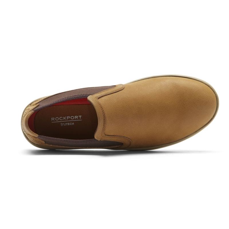 ROCKPORT - MEN'S CALDWELL TWIN GORE SLIP-ON-DESERT LEATHER