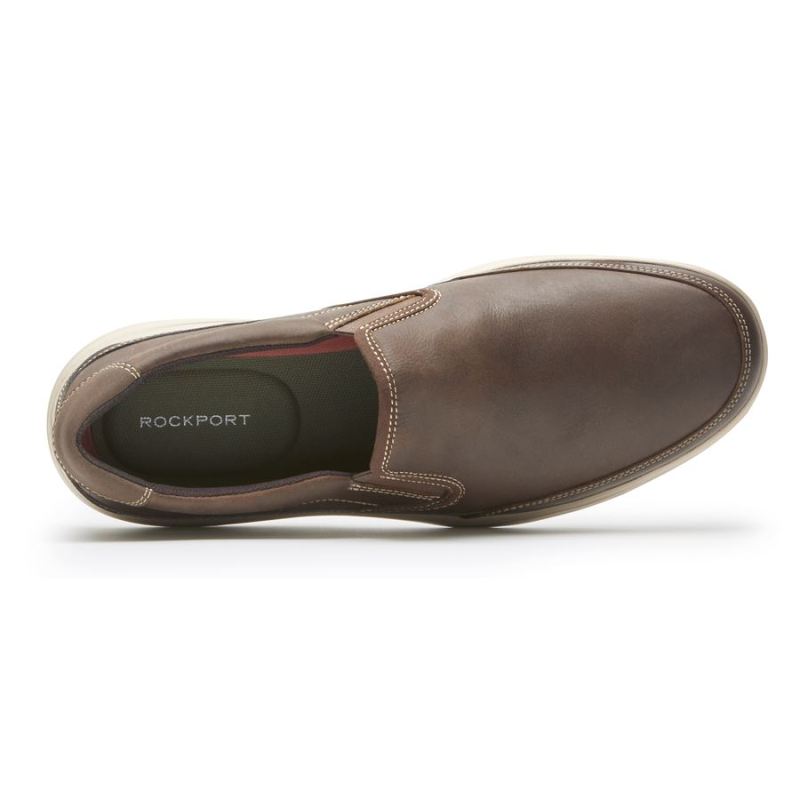 ROCKPORT - MEN'S BECKWITH SLIP-ON-BROWN LEATHER