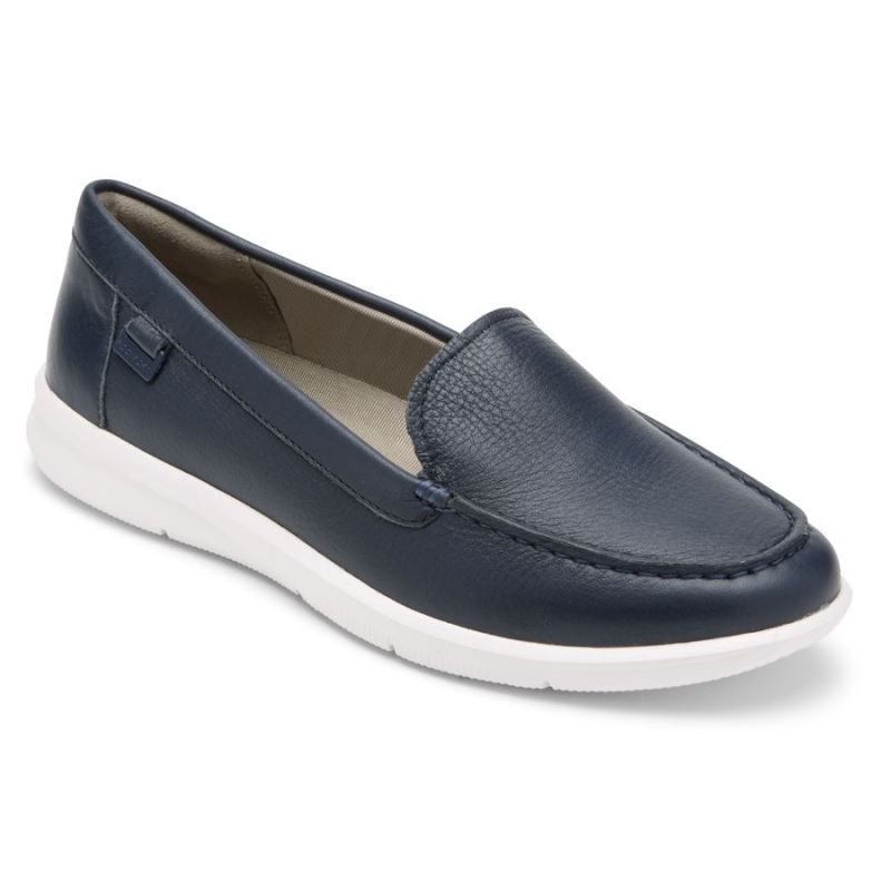 ROCKPORT - WOMEN'S AYVA WASHABLE LOAFER-NAVY WASHABLE LEATHER