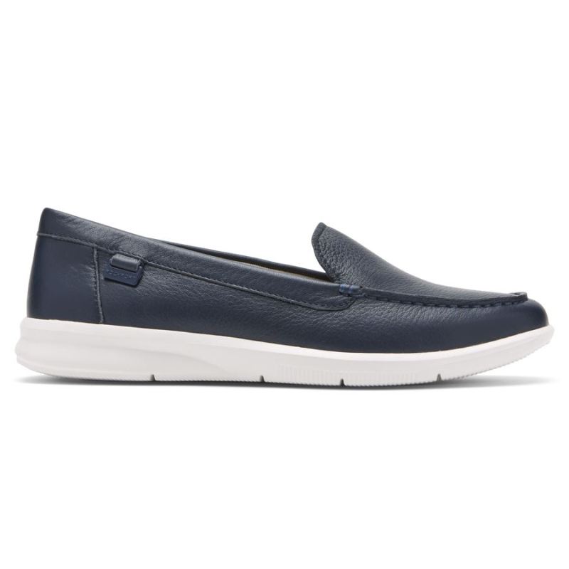 ROCKPORT - WOMEN'S AYVA WASHABLE LOAFER-NAVY WASHABLE LEATHER