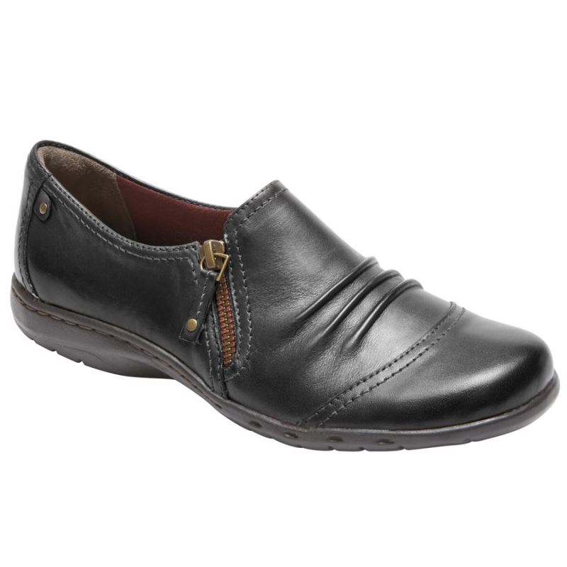 ROCKPORT - COBB HILL PENFIELD ZIP SHOE-BLACK LEATHER