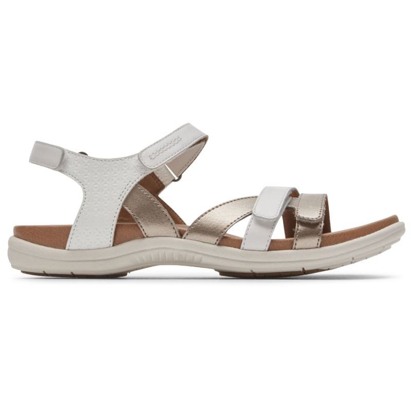 ROCKPORT - WOMEN'S COBB HILL RUBEY 3-STRAP SANDAL-WHITE