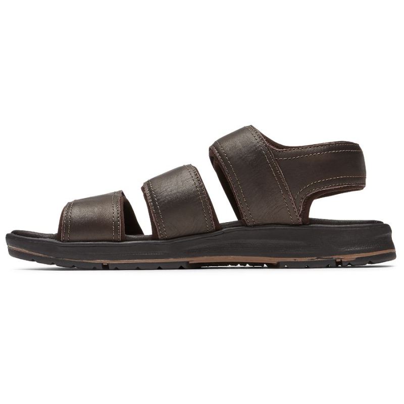 ROCKPORT - MEN'S LUCKY BAY DRESS 3-BAND SANDAL-BROWN