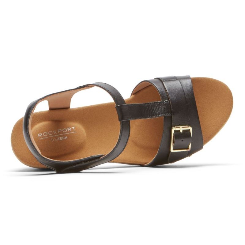 ROCKPORT - WOMEN'S VIVIANNE T-STRAP SANDAL-BLACK