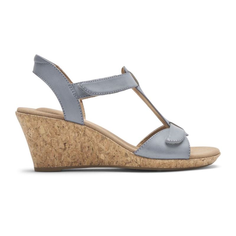 ROCKPORT - WOMEN'S BLANCA T-STRAP SANDAL-BLUE CHAMBRAY