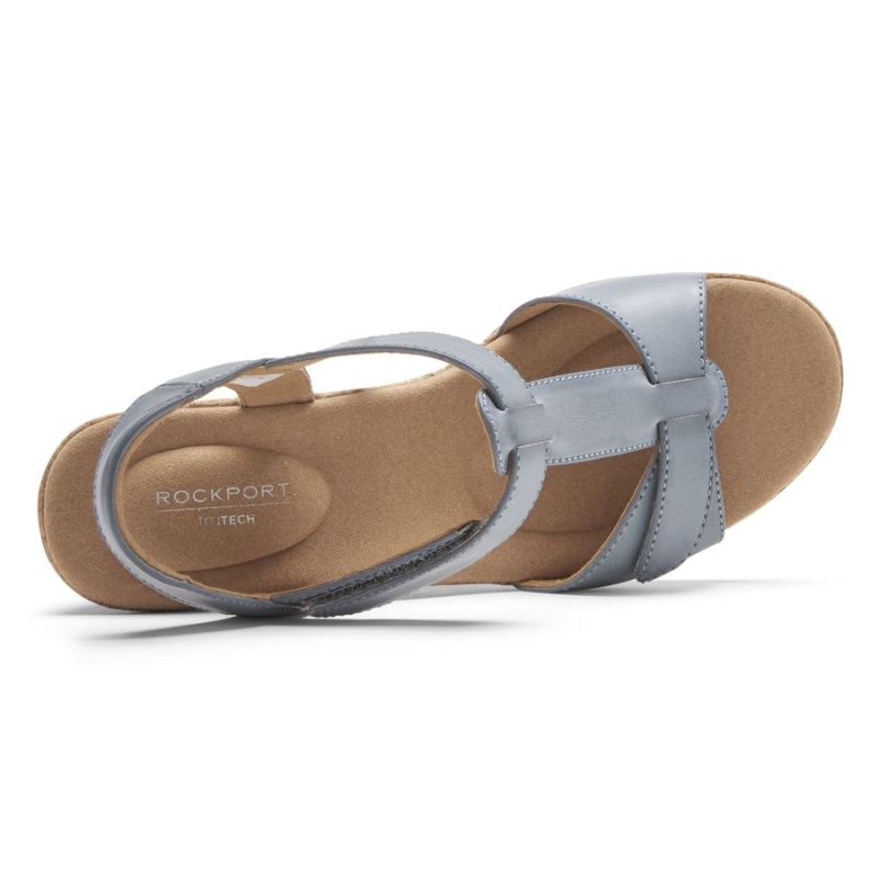 ROCKPORT - WOMEN'S BLANCA T-STRAP SANDAL-BLUE CHAMBRAY