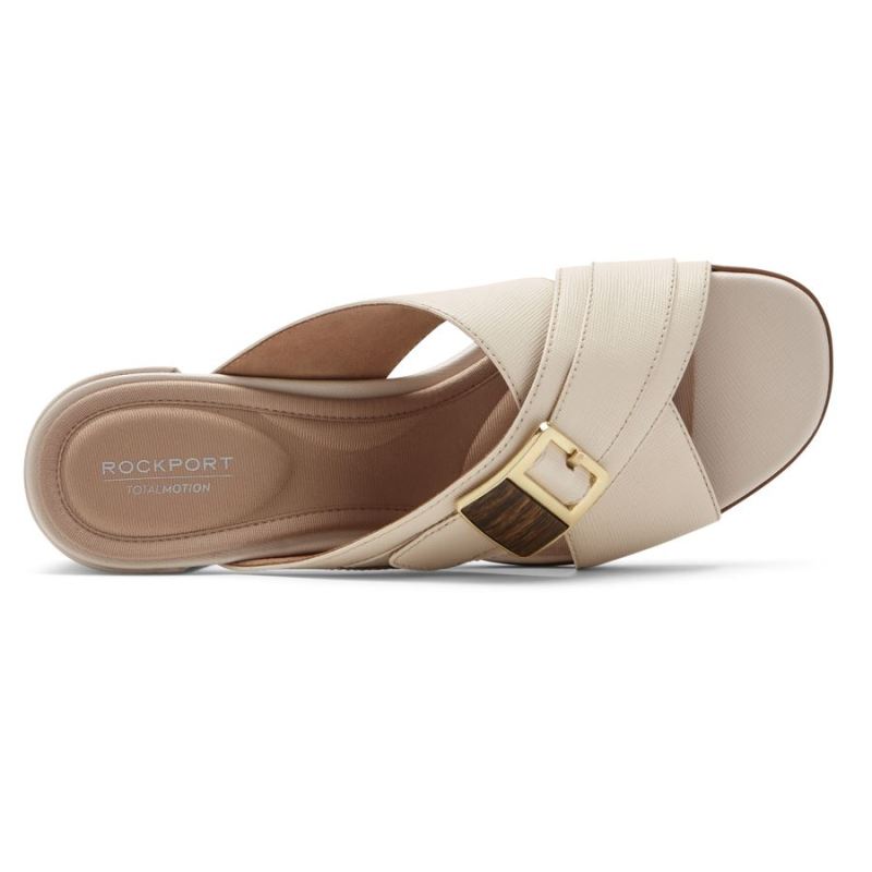 ROCKPORT - WOMEN'S TOTAL MOTION ALAINA BUCKLE SLIDE-VANILLA