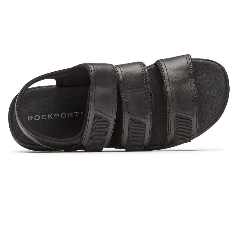 ROCKPORT - MEN'S LUCKY BAY DRESS 3-BAND SANDAL-BLACK