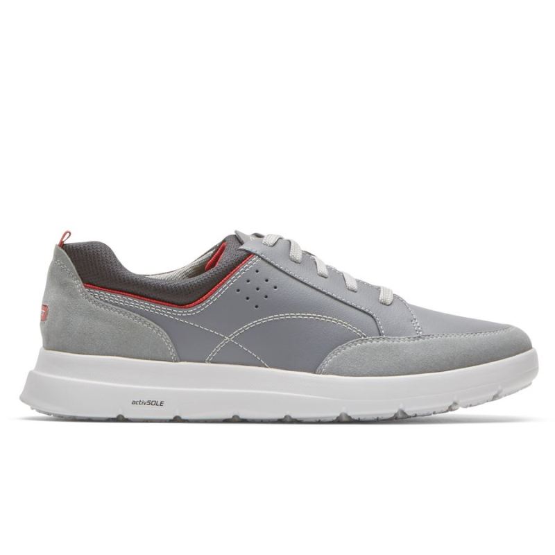 ROCKPORT - MEN'S TRUFLEX CAYDEN SNEAKER-STEEL GREY LEATHER/SUEDE