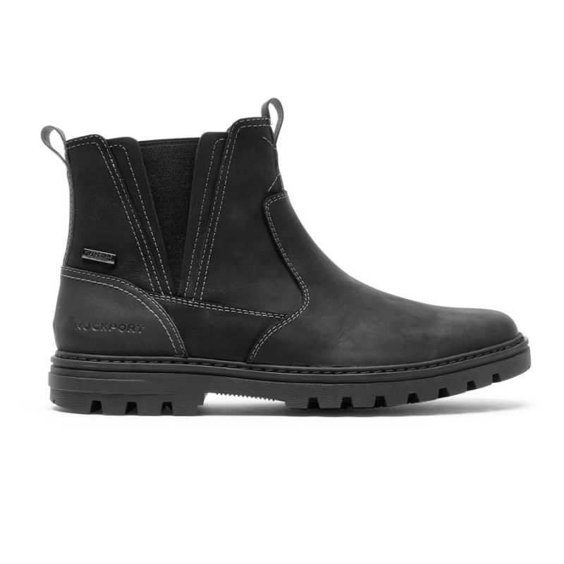 ROCKPORT - MEN'S WEATHER OR NOT CHELSEA BOOT-WATERPROOF-BLACK LEATHER/SUEDE