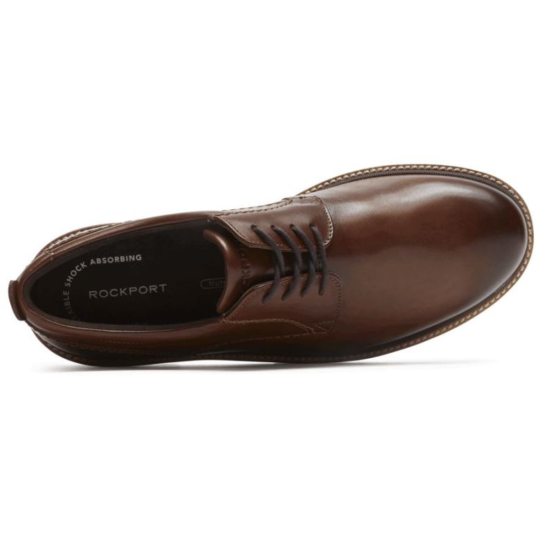 ROCKPORT - MEN'S MARSHALL PLAIN TOE OXFORD-DARK BROWN LEATHER