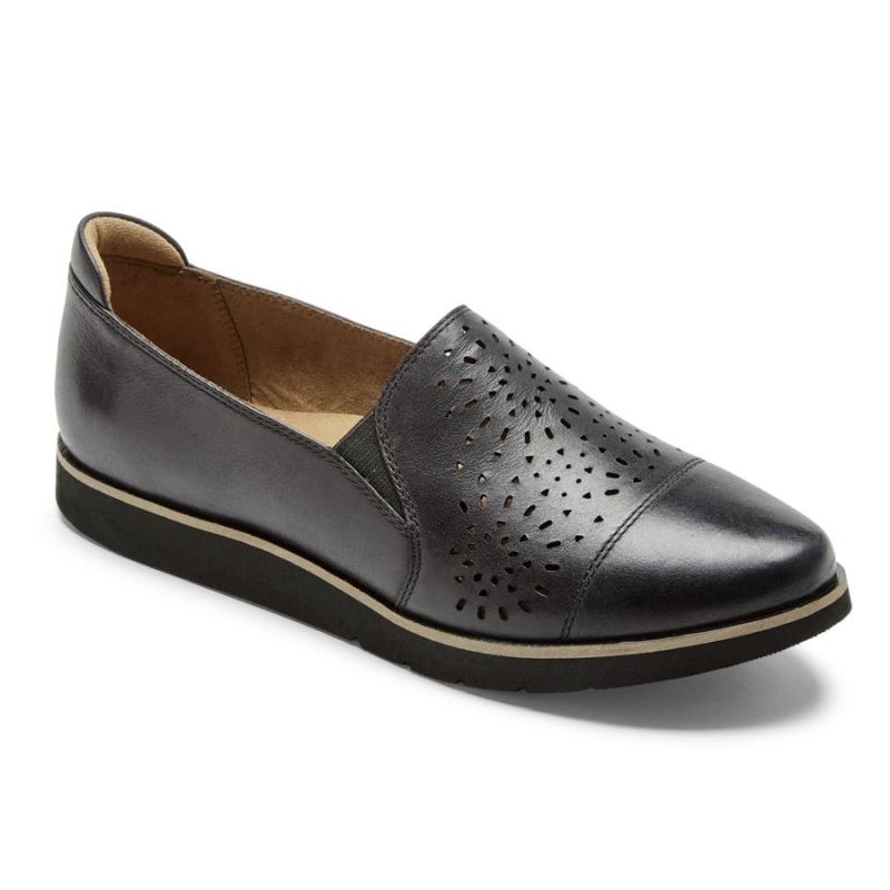 ROCKPORT - WOMEN'S COBB HILL LACI TWIN-GORE SLIP-ON-BLACK LEATHER