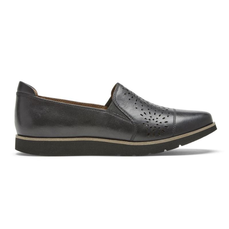 ROCKPORT - WOMEN'S COBB HILL LACI TWIN-GORE SLIP-ON-BLACK LEATHER