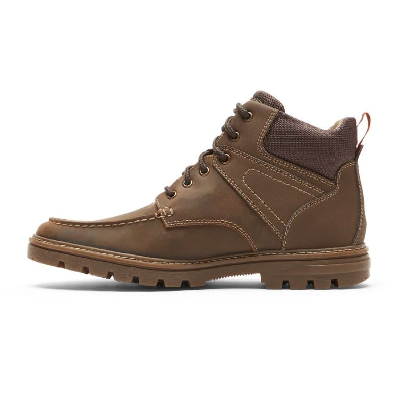 ROCKPORT - MEN'S WEATHER READY MOC TOE BOOT-WATERPROOF-NEW TAN LEATHER/SUEDE