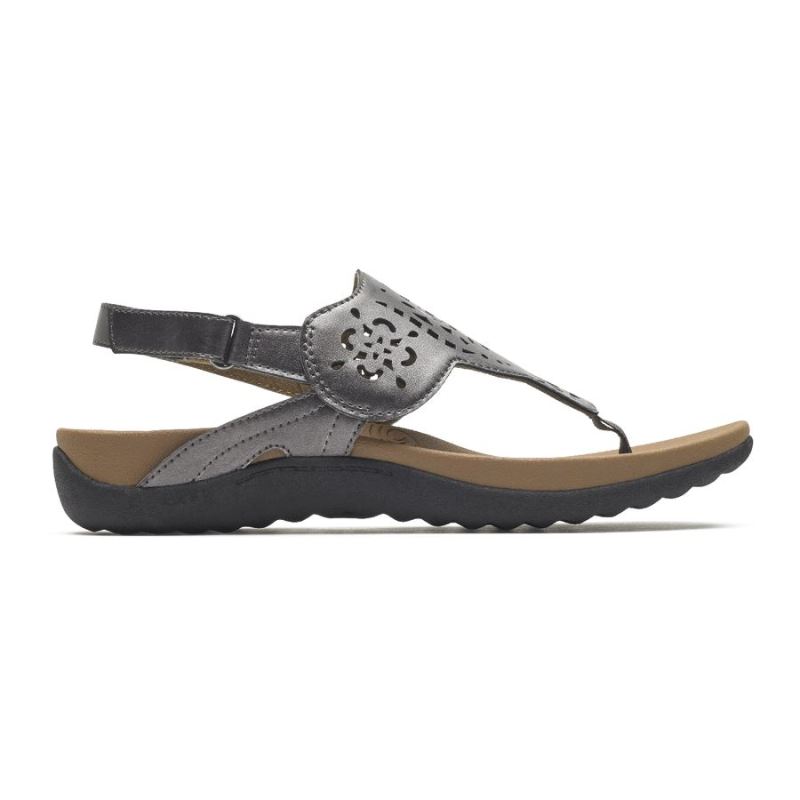 ROCKPORT - RIDGE CIRCLE CUTOUT THONG SANDAL-PEWTER