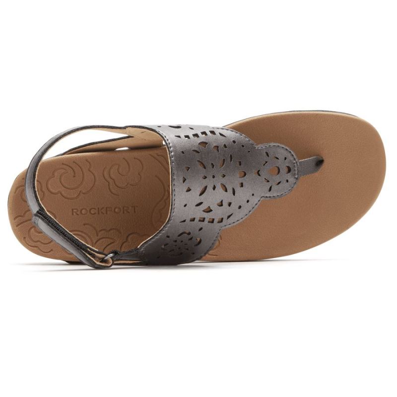 ROCKPORT - RIDGE CIRCLE CUTOUT THONG SANDAL-PEWTER