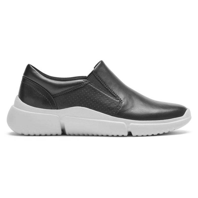 ROCKPORT - WOMEN'S R-EVOLUTION WASHABLE SLIP-ON SNEAKER-BLACK WASHABLE W/WHITE SOLE