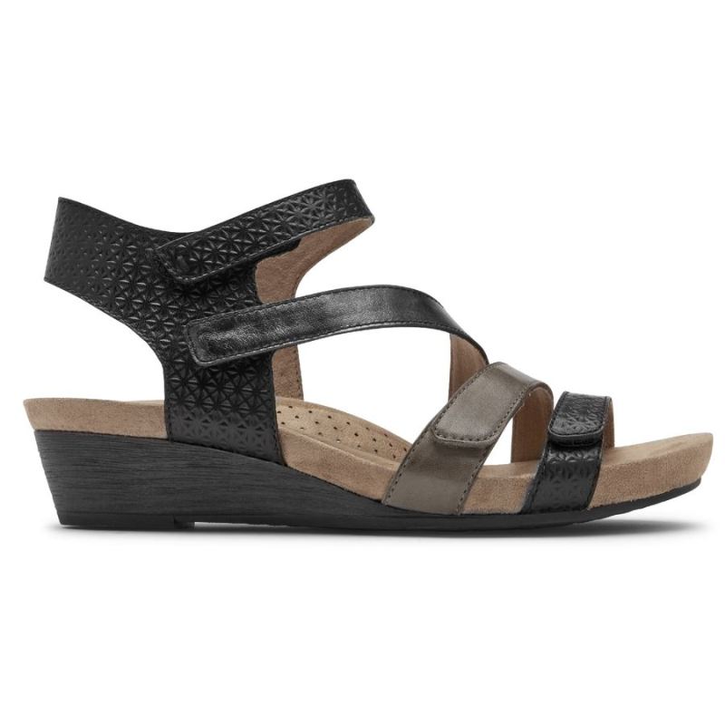 ROCKPORT - WOMEN'S COBB HILL HOLLYWOOD 4-STRAP SANDAL-BLACK MULTI