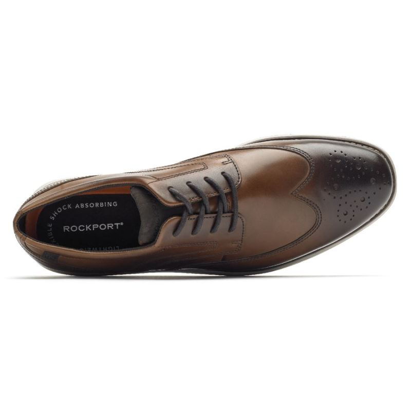 ROCKPORT - MEN'S GARETT WINGTIP OXFORD-COGNAC