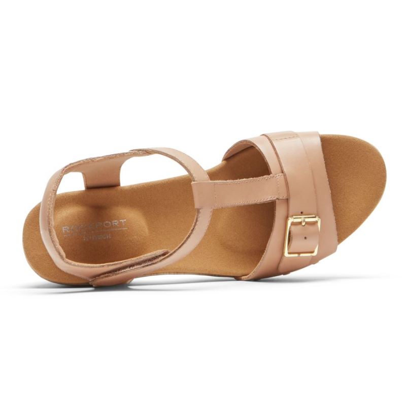 ROCKPORT - WOMEN'S VIVIANNE T-STRAP SANDAL-MACADAMIA