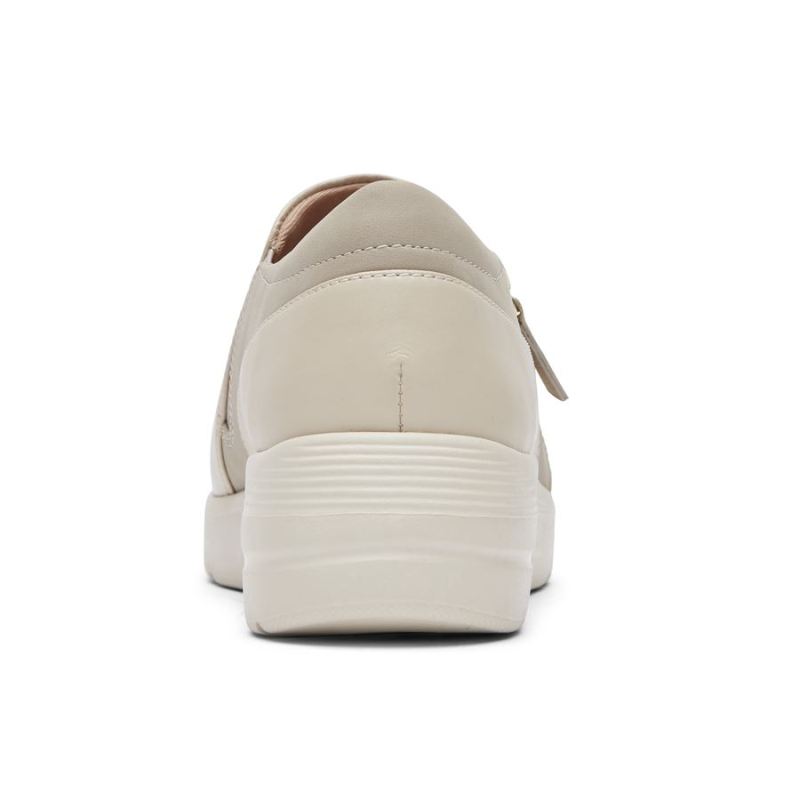 ROCKPORT - WOMEN'S TOTAL MOTION LILLIE SIDE ZIP SNEAKER-VANILLA