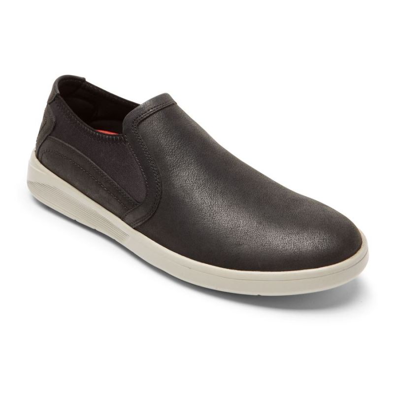 ROCKPORT - MEN'S CALDWELL TWIN GORE SLIP-ON-BLACK LEATHER