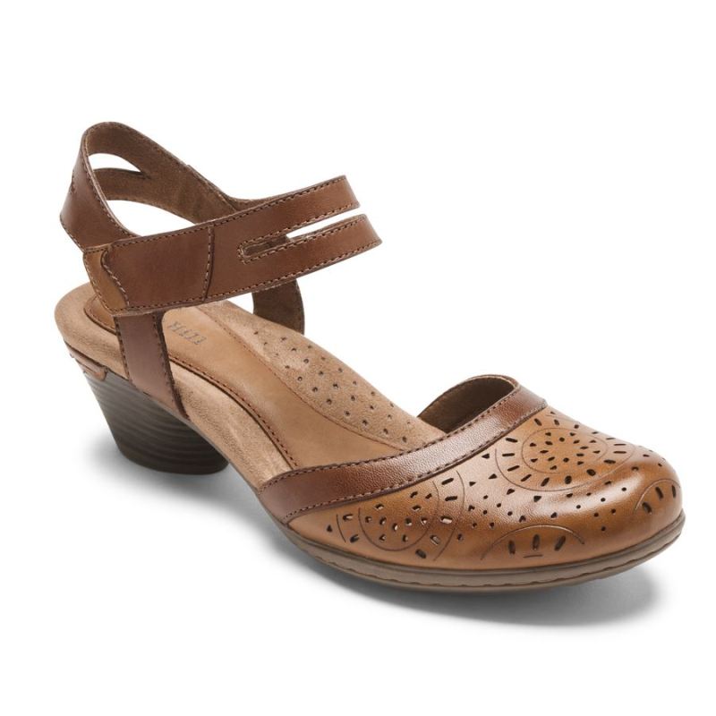 ROCKPORT - WOMEN'S COBB HILL LAUREL PERFORATED MARY JANE-TAN