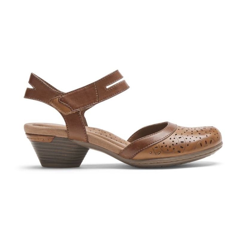 ROCKPORT - WOMEN'S COBB HILL LAUREL PERFORATED MARY JANE-TAN