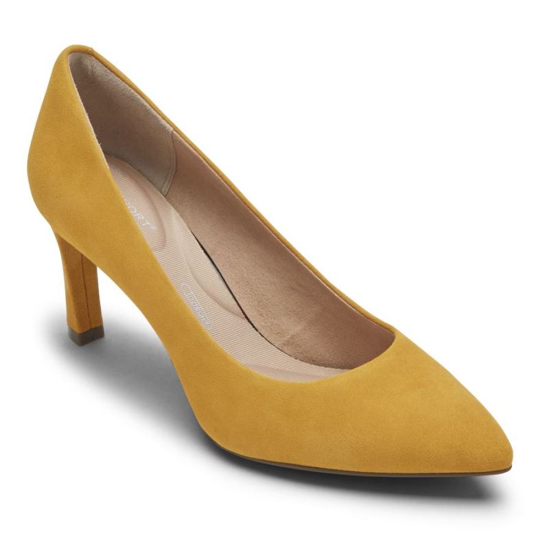 ROCKPORT - WOMEN'S TOTAL MOTION SHEEHAN HEEL-MARIGOLD KID SUEDE