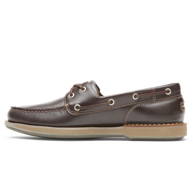 ROCKPORT - MEN'S PERTH BOAT SHOE-BEESWAX/DARK BROWN L