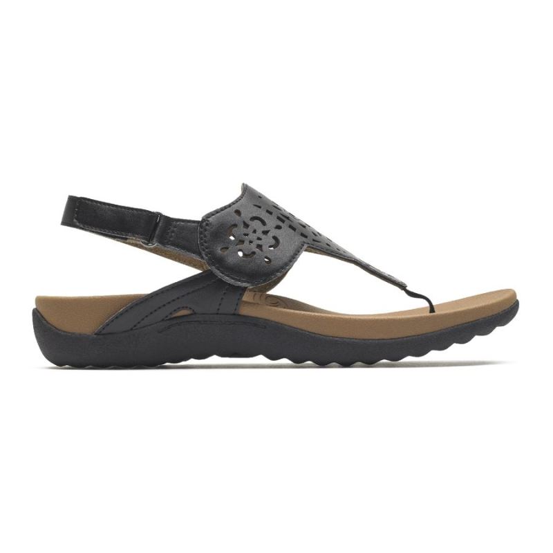 ROCKPORT - RIDGE CIRCLE CUTOUT THONG SANDAL-BLACK